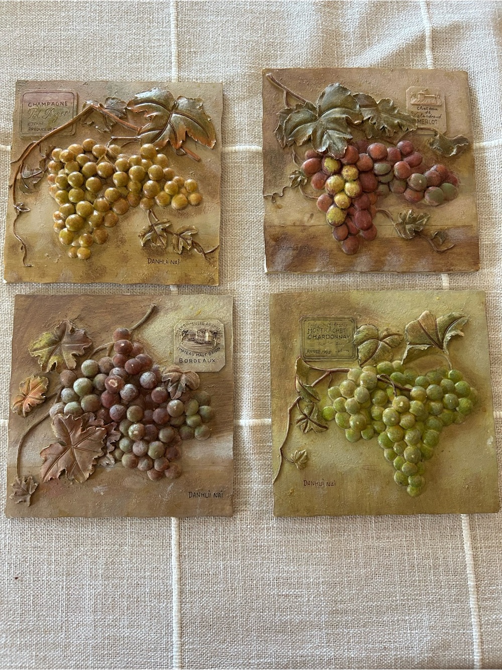 Here are all four of the matching Danhui Nai wine-themed 3D plaques.